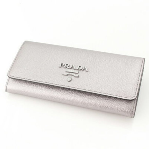 Prada Saffiano Shine Long Wallet Silver - Picture 3 of 8
